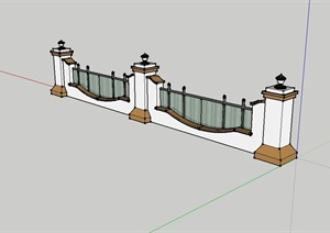 现代围墙栏杆SU(草图大师)模型