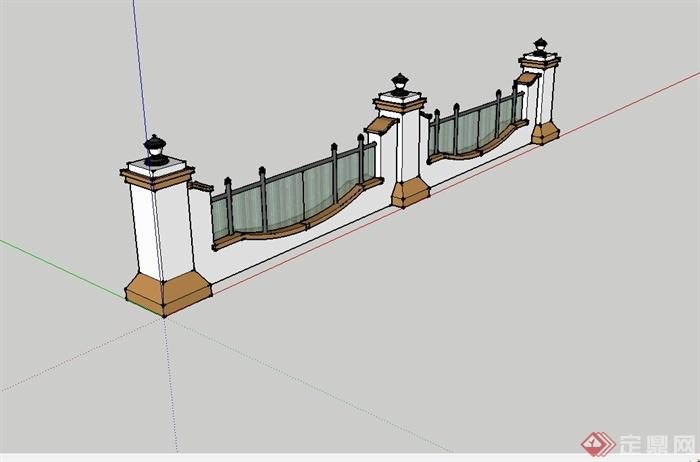 现代围墙栏杆su模型(2)