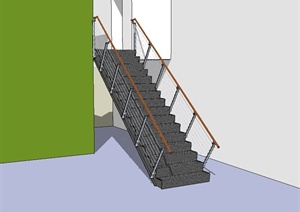 现代详细的铁艺楼梯设计SU(草图大师)模型