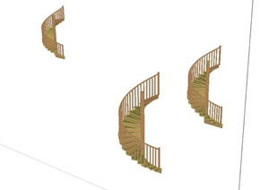 现代风格室内旋转楼梯SU(草图大师)模型