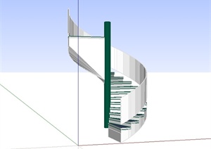 现代风格简单的旋转楼梯SU(草图大师)模型