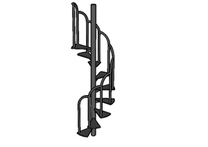现代风格室内铁艺楼梯SU(草图大师)模型