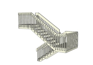 某现代两层建筑楼梯设计SU(草图大师)模型
