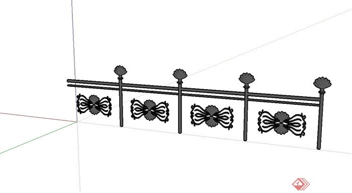 现代风格铁栏杆su模型(2)