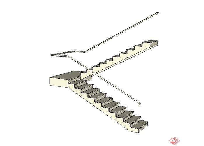现代建筑简单的楼梯设计su模型(1)