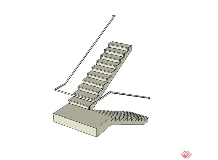 现代建筑简单的楼梯设计su模型(2)