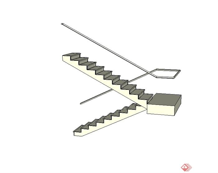 现代建筑简单的楼梯设计su模型(3)