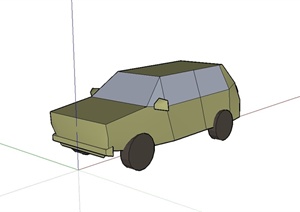 一辆简单不完整的汽车设计SU(草图大师)模型