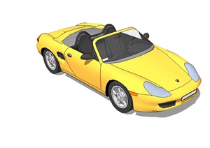 一辆黄色的跑车设计SU(草图大师)模型