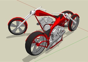 独特造型详细的摩托车设计SU(草图大师)模型