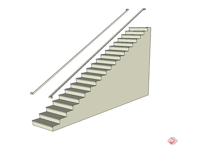现代风格有材质无贴图建筑楼梯su模型(1)