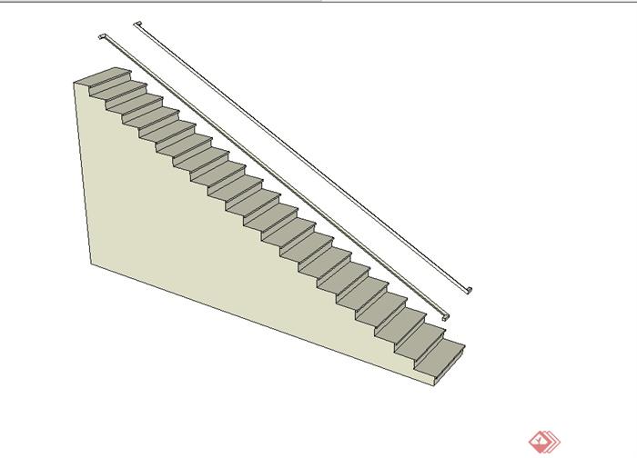现代风格有材质无贴图建筑楼梯su模型(2)