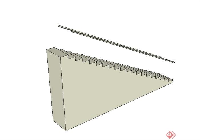 现代风格有材质无贴图建筑楼梯su模型(3)