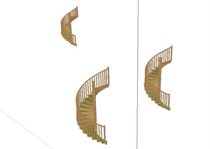 某室内详细的旋转楼梯设计SU(草图大师)模型