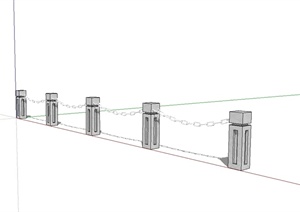 铁链栏杆柱护栏设计SU(草图大师)模型