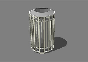 现代园林景观垃圾桶设计SU(草图大师)模型