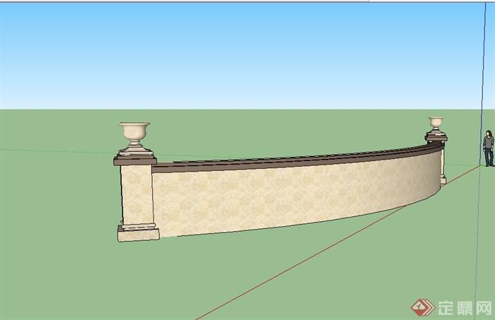 新古典风格弧形景墙详细设计su模型(2)
