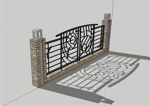 现代风格小区铁栏杆围墙设计SU(草图大师)模型