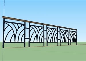 现代详细铁艺围栏SU(草图大师)模型