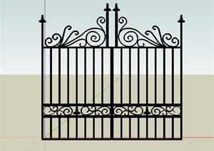现代风格铁艺栏杆围墙设计SU(草图大师)模型