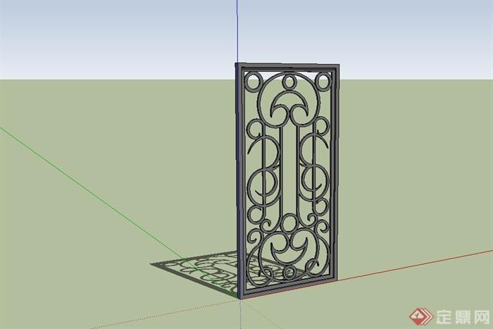 某现代铁艺围栏栏杆设计su模型(2)