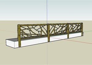 现代风格木质栏杆护栏设计SU(草图大师)模型