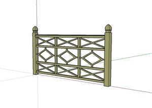 现代中式风格木质栏杆围栏SU(草图大师)模型