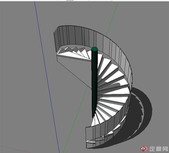 现代风格旋转建筑楼梯su模型(1)