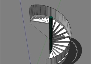 现代风格旋转建筑楼梯SU(草图大师)模型