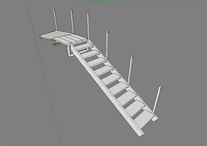 现代风格室内的楼梯SU(草图大师)模型
