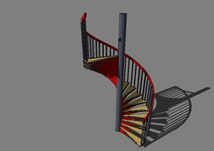 现代室内详细旋转楼梯SU(草图大师)模型