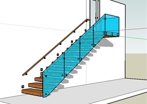 现代风格完整的室内楼梯设计SU(草图大师)模型