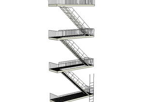 现代风格多层的建筑楼梯设计SU(草图大师)模型
