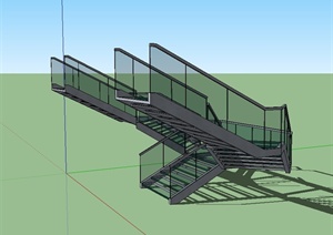 现代详细完整的建筑楼梯设计SU(草图大师)模型
