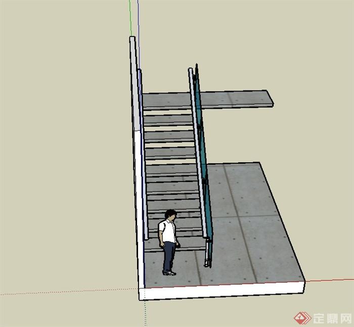 现代风格室内详细楼梯踏步设计su模型(2)