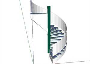 现代风格详细旋转建筑楼梯SU(草图大师)模型