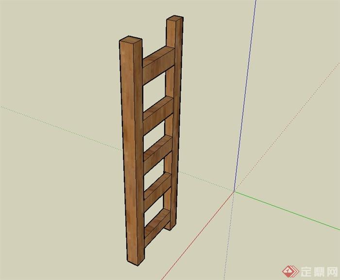 现代风格木质梯子详细设计su模型(3)