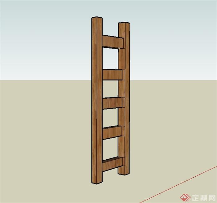 现代风格木质梯子详细设计su模型(1)