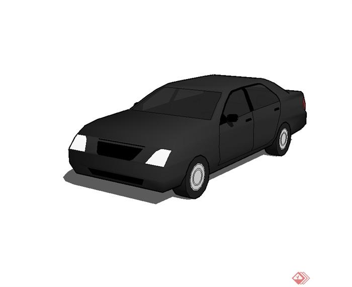 黑色的轿车设计su模型(1)