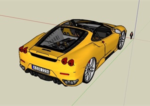 黄色双引擎跑车设计SU(草图大师)模型