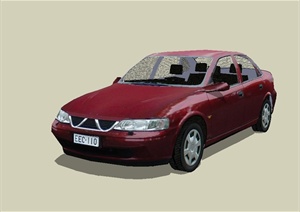 完整详细的红色轿车设计SU(草图大师)模型