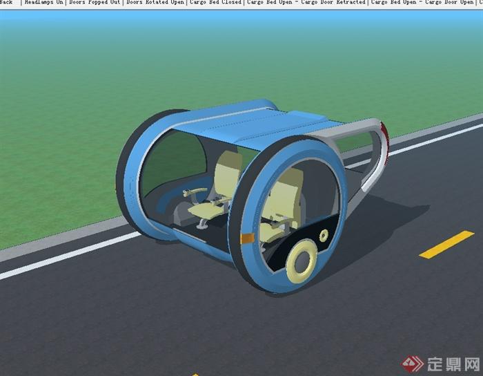 独特造型的交通汽车设计su模型(1)
