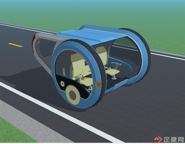 独特造型的交通汽车设计su模型(3)