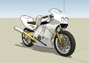 现代完整的摩托车详细设计SU(草图大师)模型