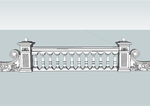 欧式风格详细的围墙栏杆设计SU(草图大师)模型