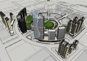 恒丰广场商业办公综合体方案设计SU(草图大师)模型