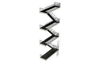 四层建筑楼梯设计SU(草图大师)模型