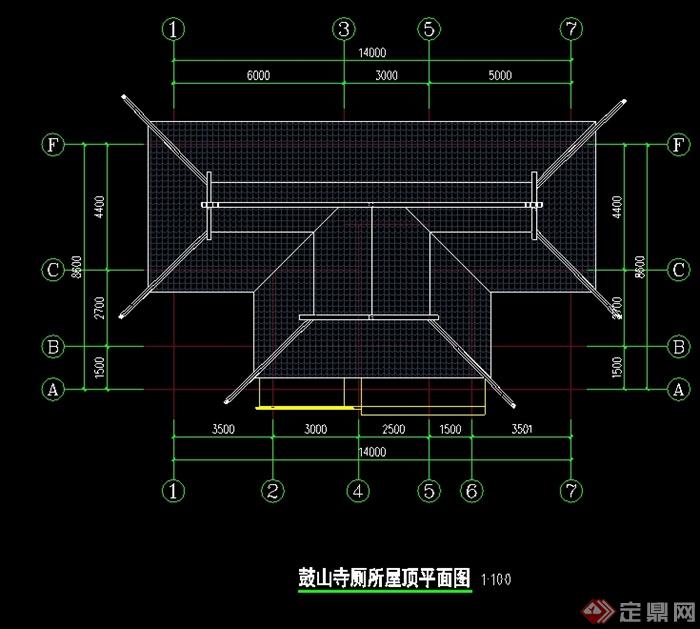中式古典公厕设计cad图纸(2)
