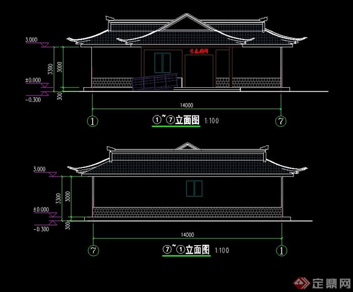 中式古典公厕设计cad图纸(3)