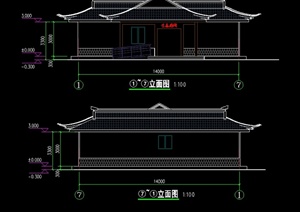 中式古典公厕设计cad图纸